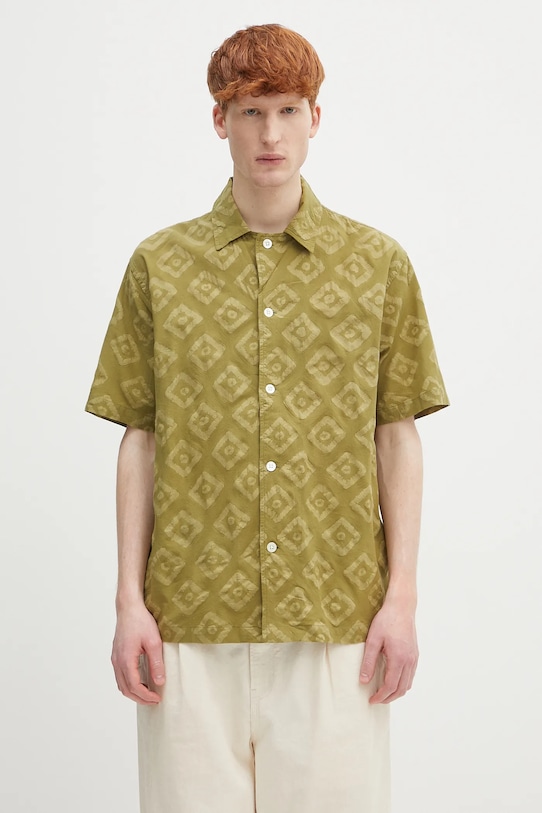

Хлопковая рубашка Mads Batik с коротким рукавом Norse Projects, зеленый