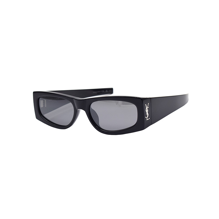 SAINT LAURENT Прямоугольные солнцезащитные очки в оправе с логотипом, Black Silver — фото 4