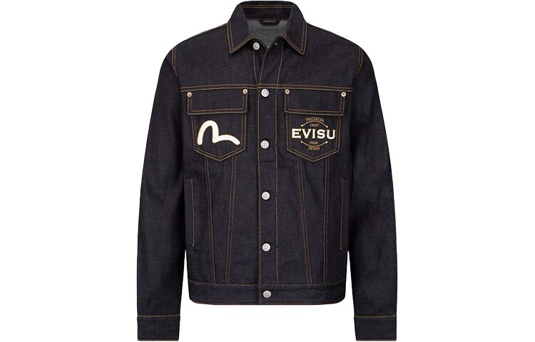 

Джинсовая куртка мужская джинсовая синяя Evisu, синий