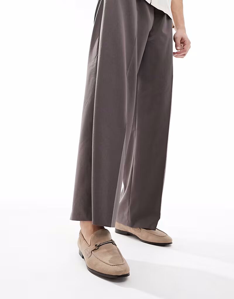 Лоферы ASOS DESIGN из замши цвета камня с трензелем — фото 3