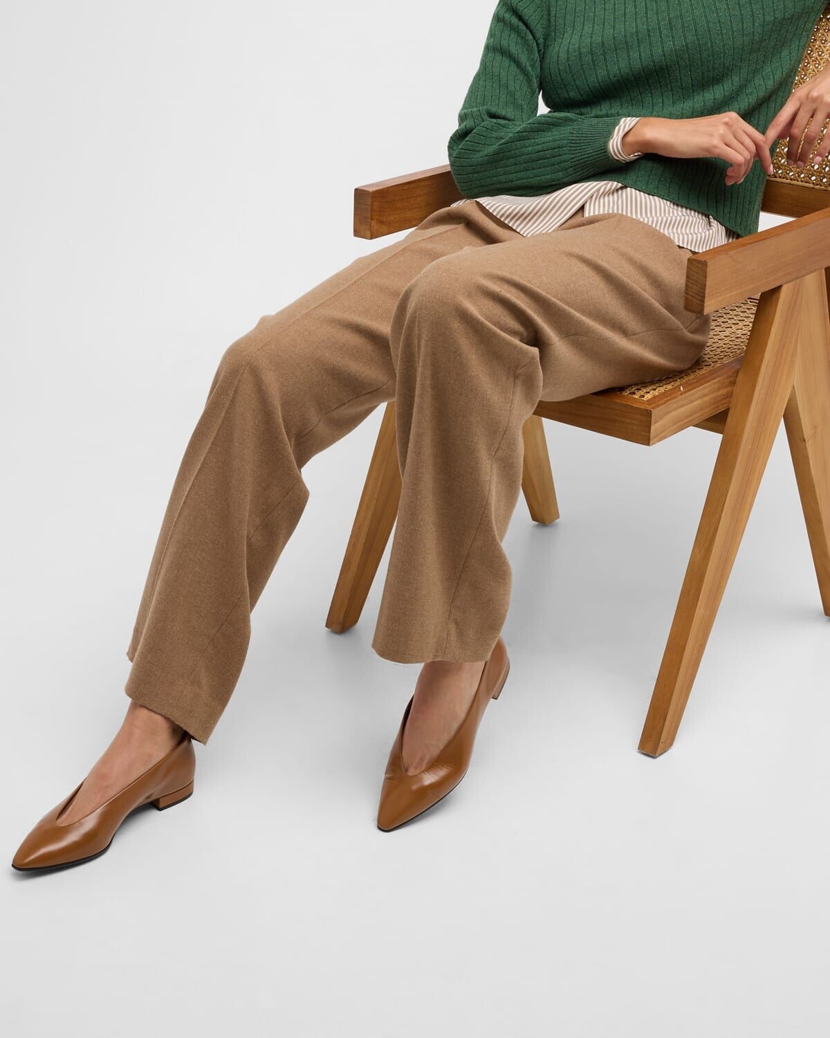 Балетки Rebecca из телячьей кожи Loro Piana, цвет Saddle Brown — фото 2