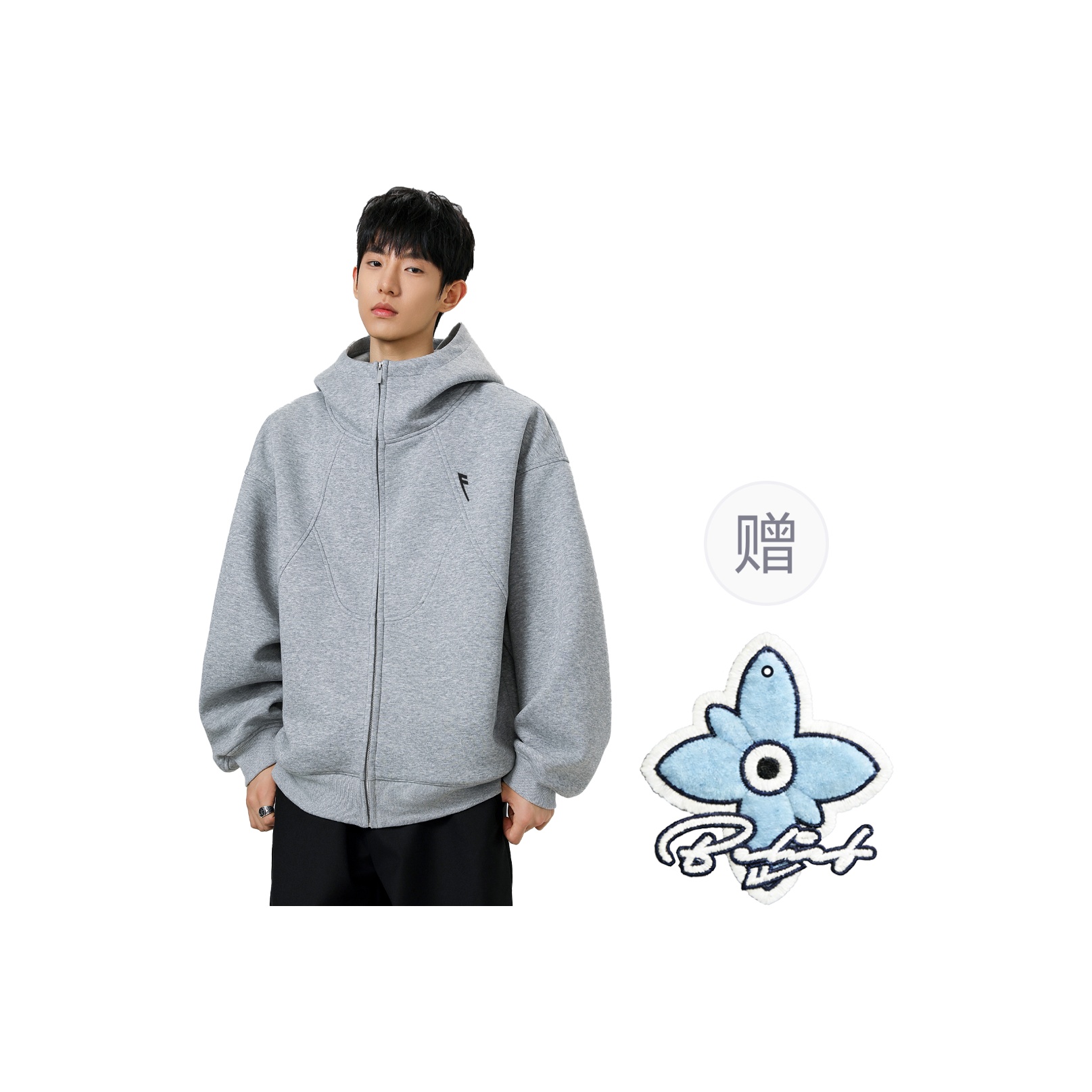 

Толстовка Unisex Hooded Moderate Cardigan WARRIOR, серый with badge+scented sachet charm