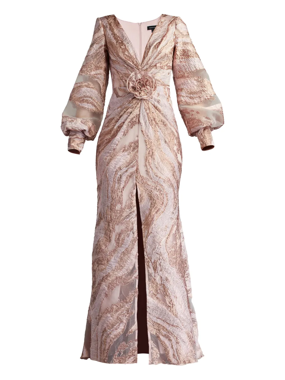 

Длинное платье Roselle с принтом в виде позолоченных роз Tadashi Shoji, розовый