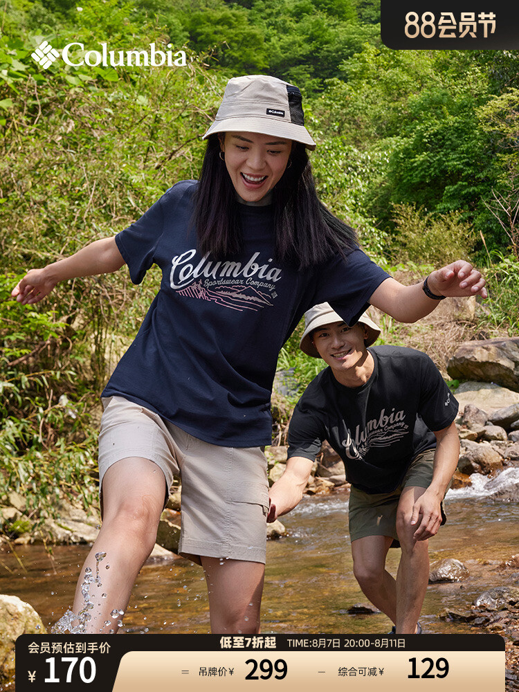 

Спортивная футболка Columbia с короткими рукавами и круглым вырезом унисекс, темно-голубой