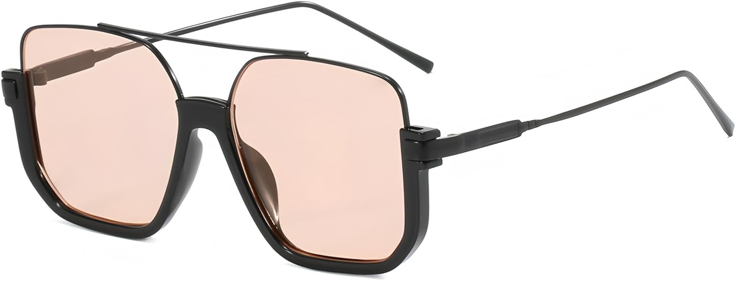 

Солнцезащитные очки-авиаторы ADE WU в стиле ретро, ​​большие, большие, для женщин и мужчин, винтажные, квадратные, полуободковые, в стиле «пилот», Black / Lightly Brown