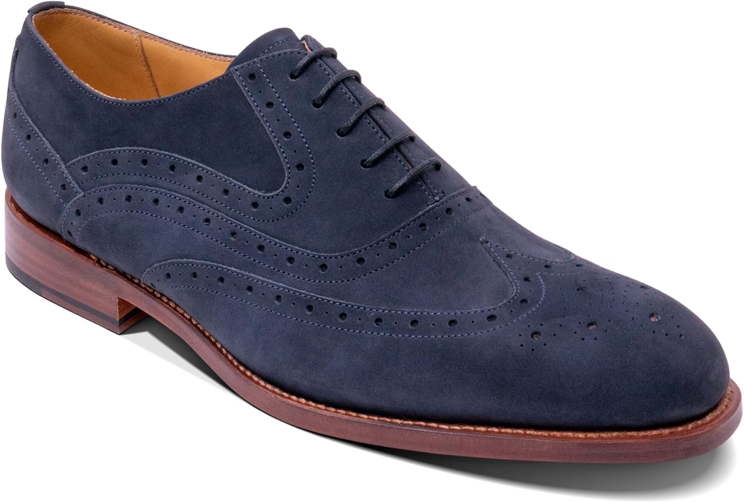 

Мужские ручной работы кожаные броги-оксфорды BARKER Liffey - вечная элегантность и превосходное мастерство для официального и делового стиля, Navy Nubuck