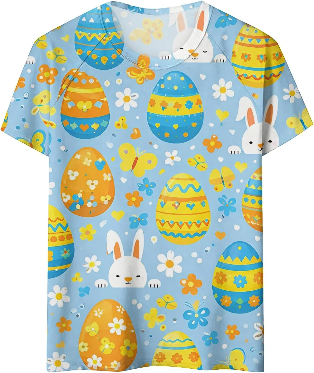 Женская блуза с коротким рукавом, Easter Printed, 4-light Blue — фото 4