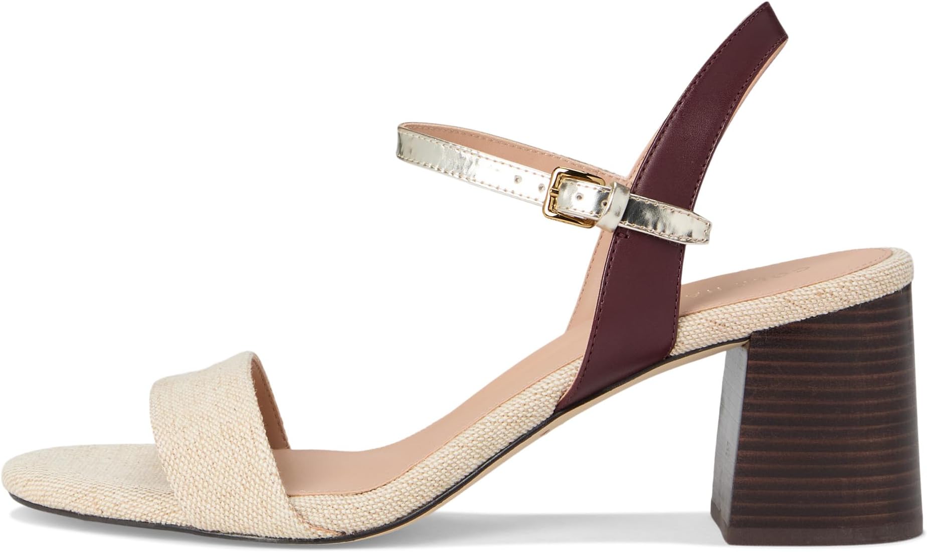 Сандалии Cole Haan Josie Block Heel Sandal (65 mm), цвет Canvas/Bloodstone Leather/Soft Gold Specchio — фото 4