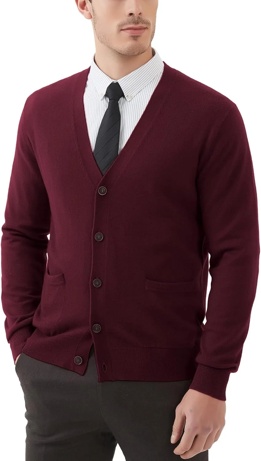 

Мужской кардиган Kallspin из шерстяной смеси с V-образным вырезом и карманами