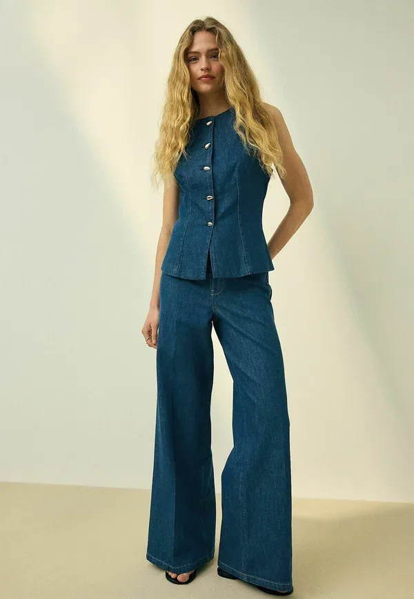 Джинсы Regular fit n. premium wide leg flared tailored jeans, Next, темно-синие — фото 2