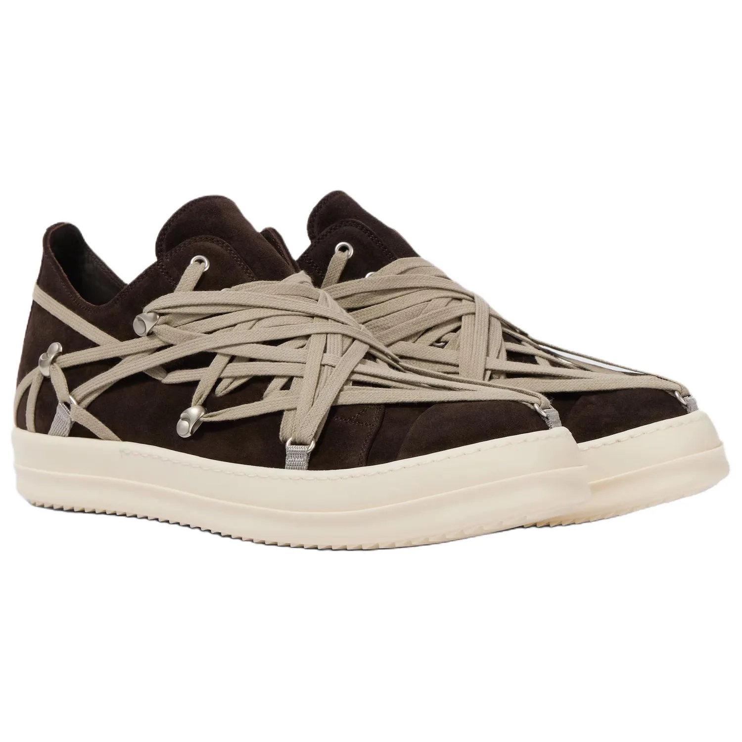 RICK OWENS Кроссовки RO Megalace Suede Low top мужские коричневые — фото 4