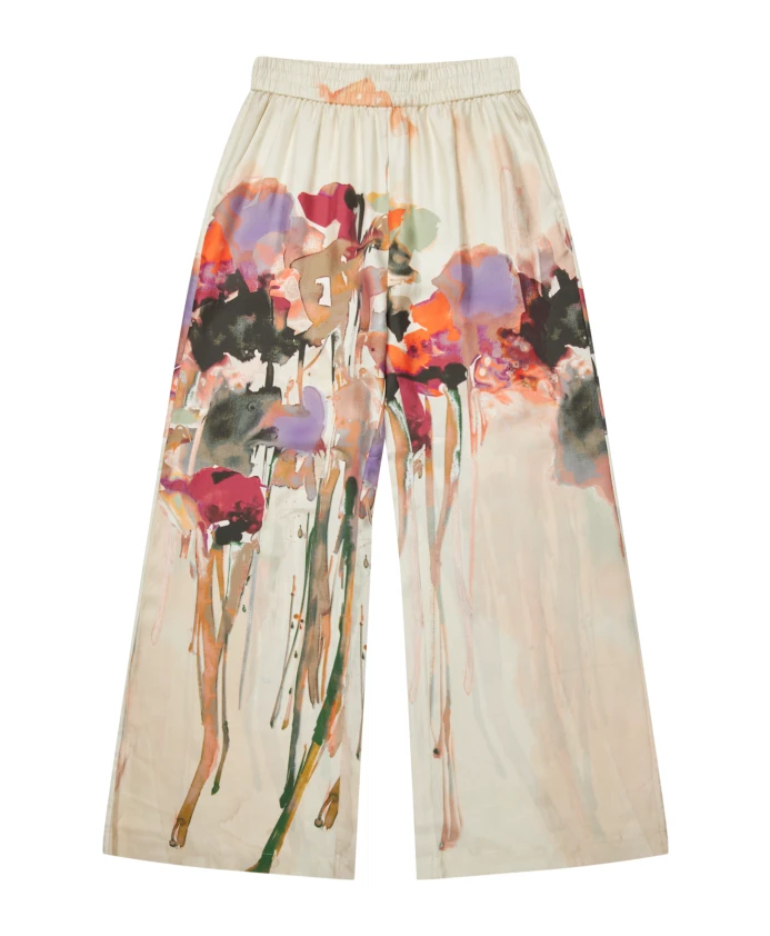 

Широкие шелковые брюки с эластичным поясом Munthe, мультиколор