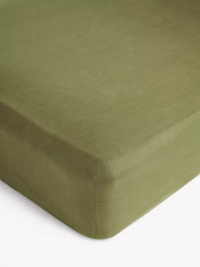 

Простыня на резинке John Lewis Comfy & Relaxed Washed Linen, цвет avocado/green