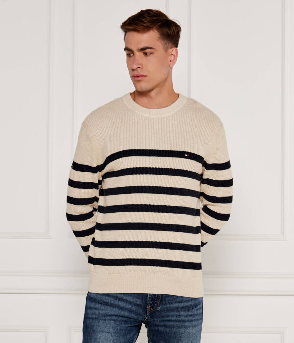 

Джемпер мужской Tommy Hilfiger из органического хлопка с полосками, бежевый