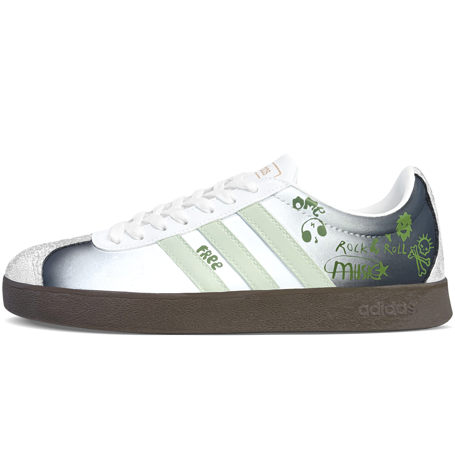 

VL COURT 2.0 устойчивые к истиранию низкие кроссовки для скейтбординга Unisex Adidas, черный/зеленый