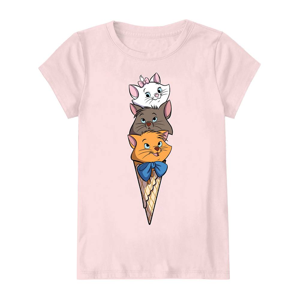 

Футболка с короткими рукавами и графическим рисунком Disney's The Aristocats Ice Cream Cone для девочек 7–16 лет Licensed Character, розовый