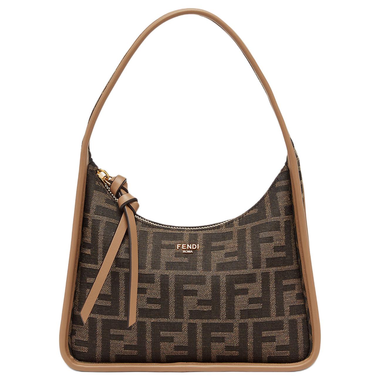 

FENDI Полиэстер с хлопком полумесяц сумка через плечо мини женская коричневая