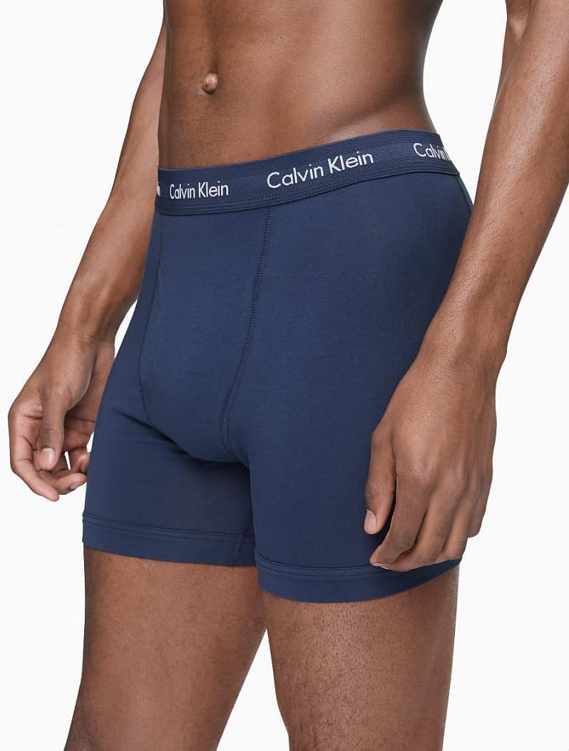 Комплект из 5 мужских трусов-боксеров Calvin Klein из хлопка и эластичного материала, 3 Blue Shadow, 2 Cobalt — фото 3