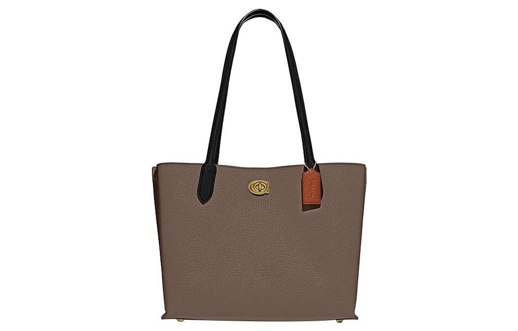 

Сумка-шоппер Coach из ивового холста, коровьей и искусственной кожи, женская, темно-серая