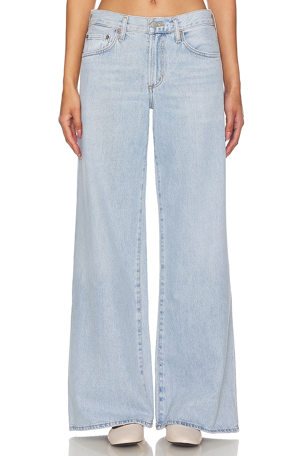 

Клара с низкой посадкой мешковатые расклешенные брюки Agolde, цвет encounter