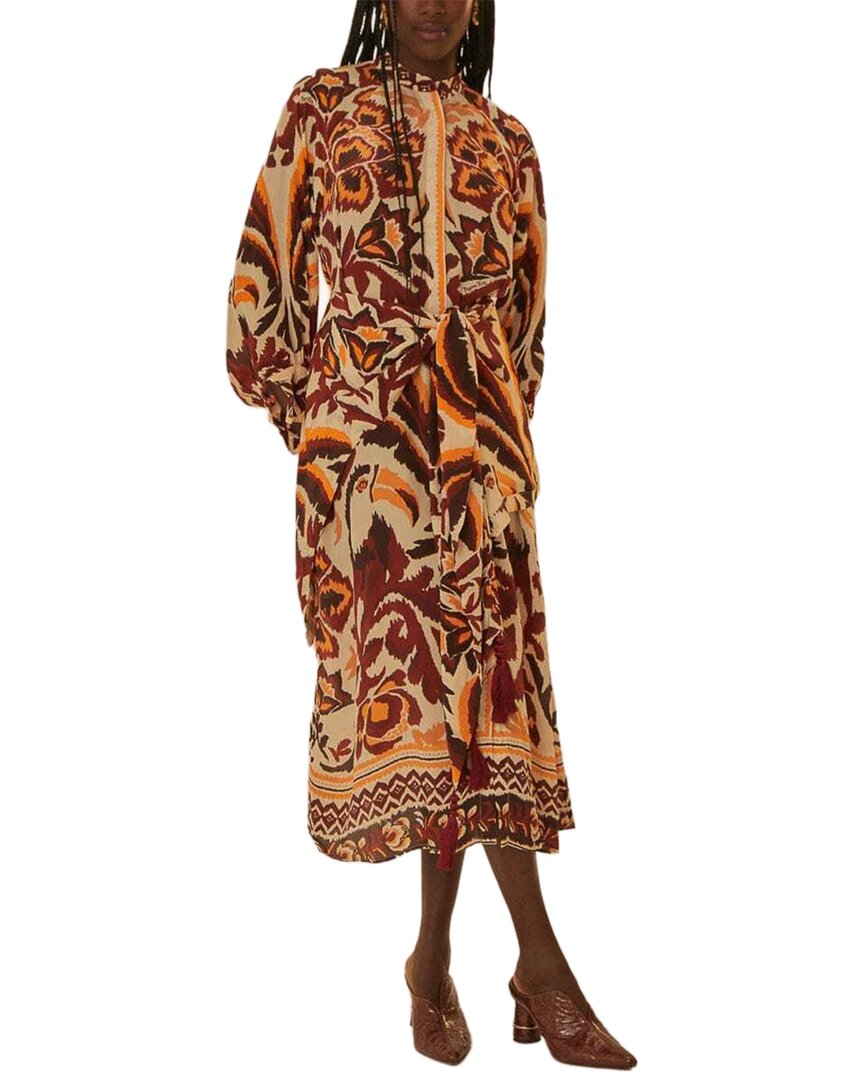 

Платье-макси FARM Rio Toucans с шарфом кремового цвета