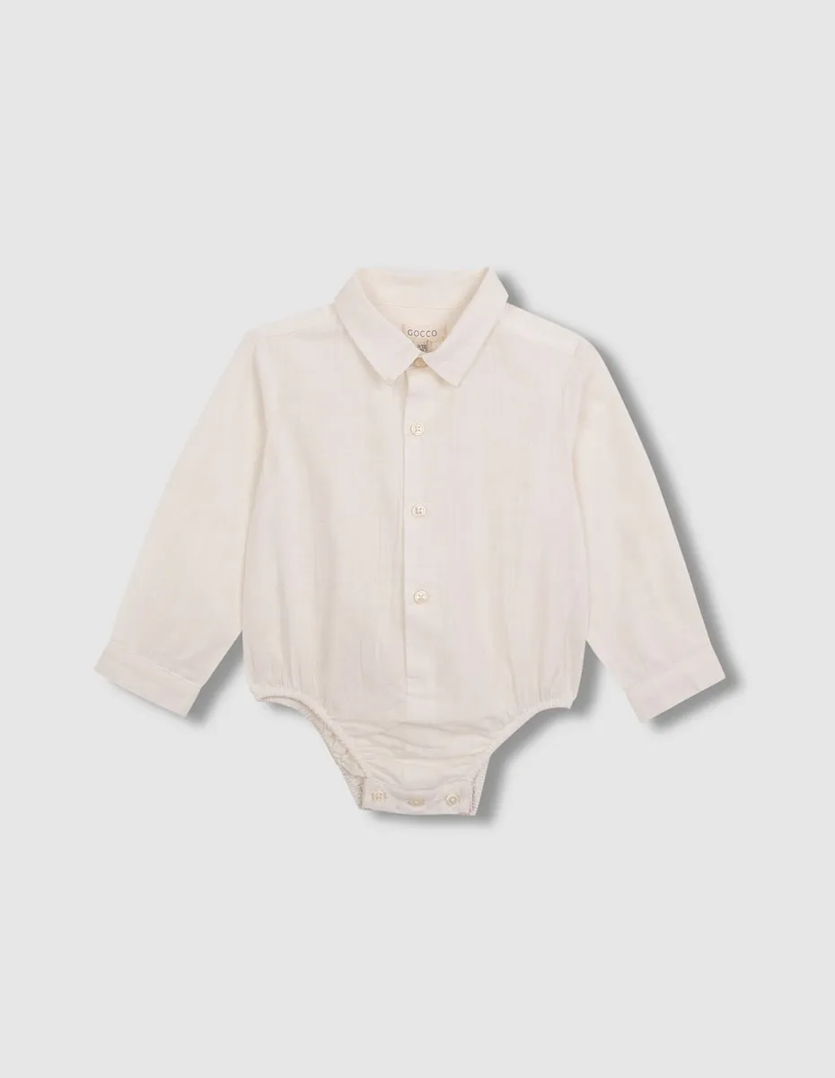 

Детское боди для мальчика белого цвета с воротником-стойкой Gocco, белый