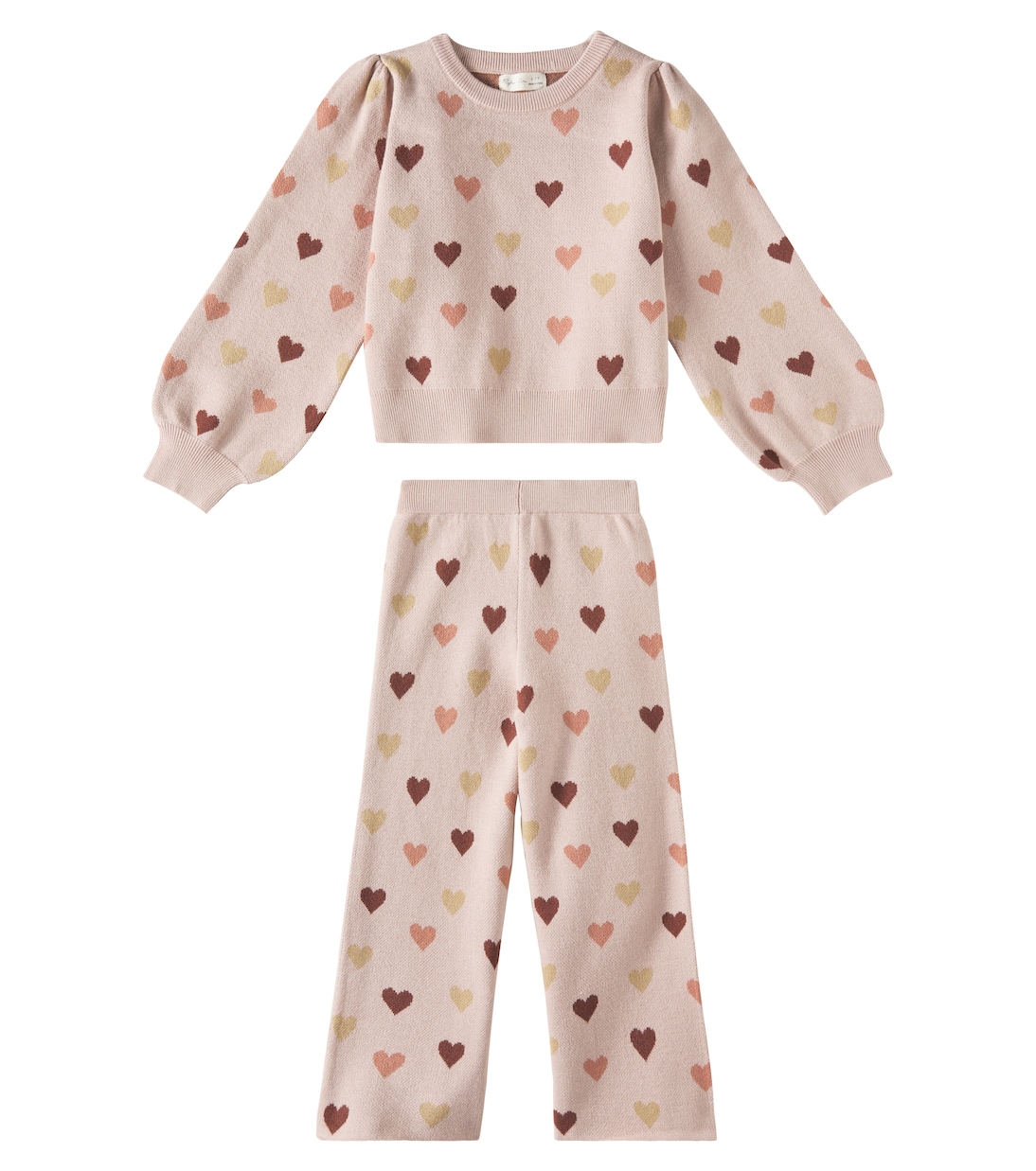 

Комплект из жаккардовой толстовки и спортивных брюк с рисунком сердец Rylee + Cru, Blush