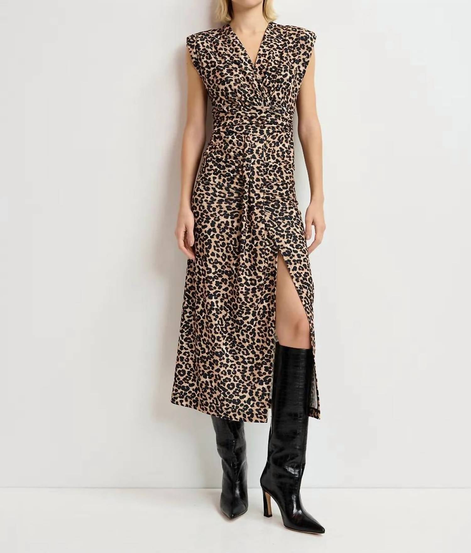 

Платье-миди из джерси Gitaly Leopard черного/коричневого цвета ESSENTIEL ANTWERP