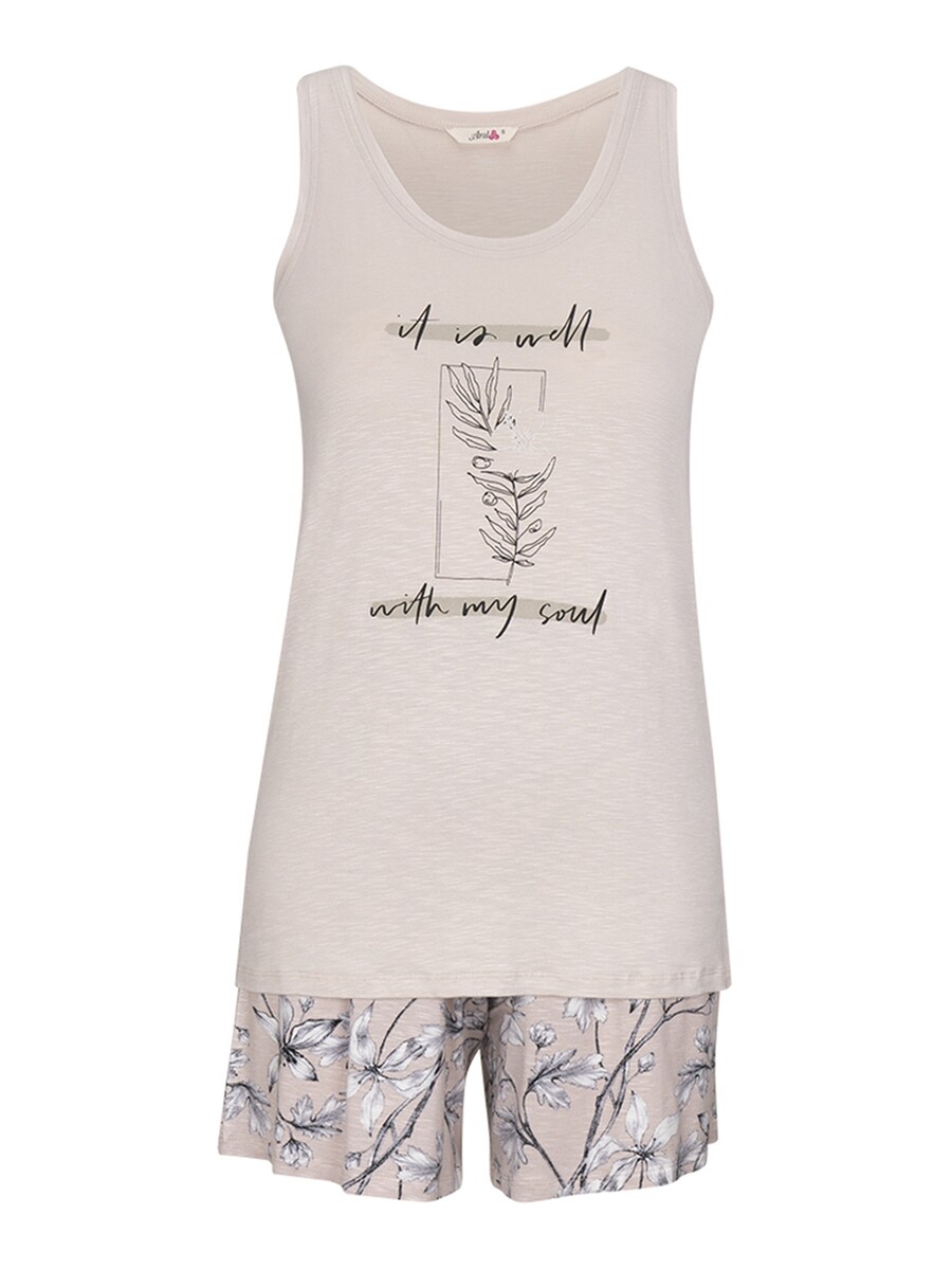 

Короткий пижамный комплект Goldenbay Caroline, бежевый/серый