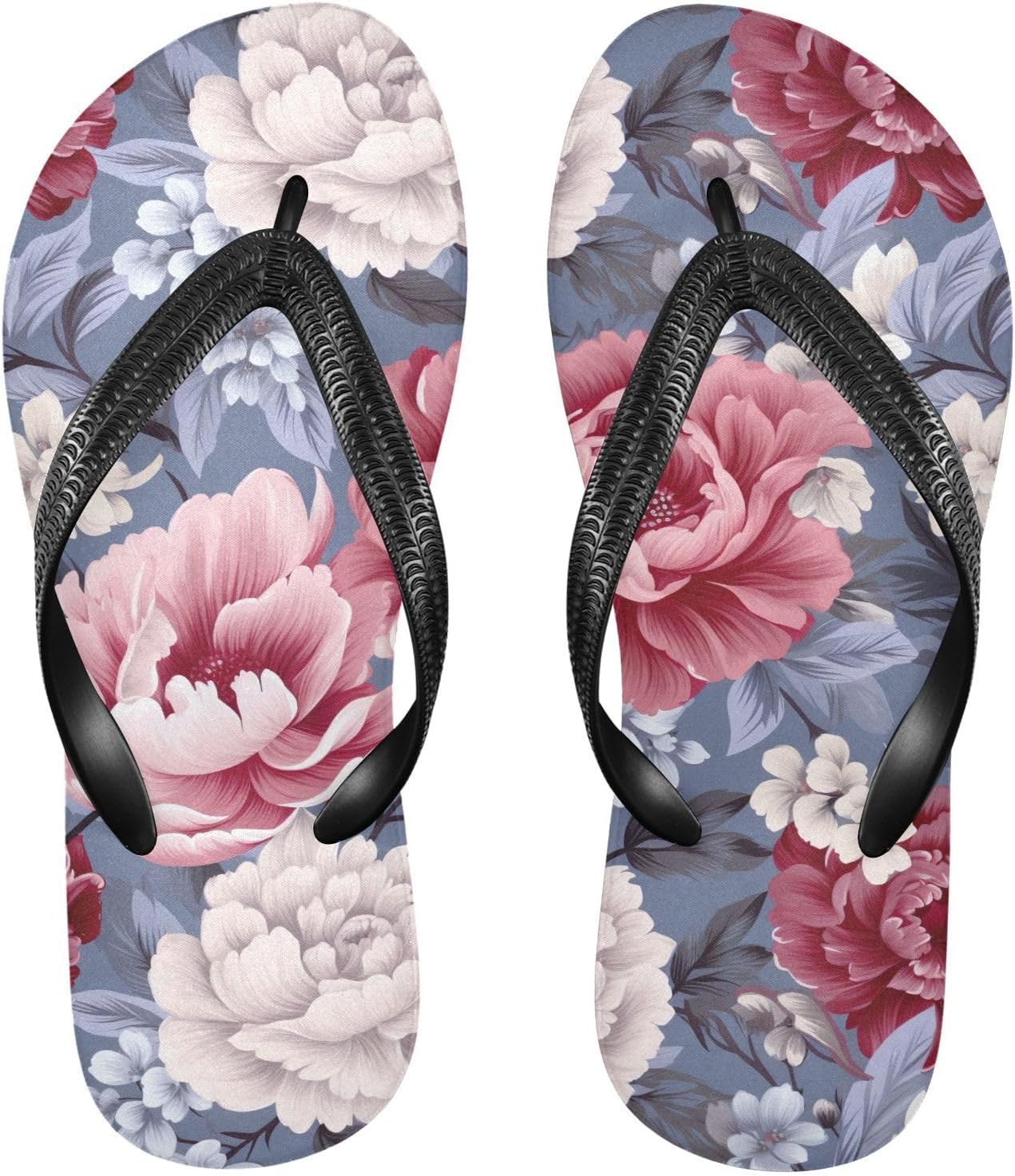 

Розово-синие цветы, шлепанцы, пляжный душ, вьетнамки, резиновые нескользящие летние тапочки, обувь для женщин и мужчин Sinestour