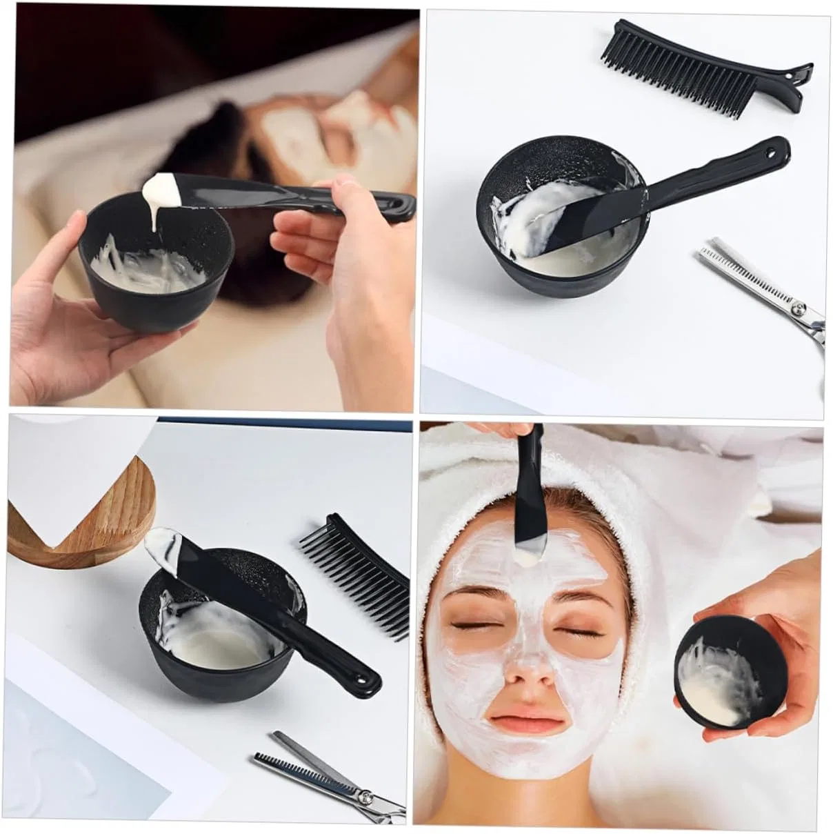 Набор для ухода за кожей Silicone Clay Applicator Face Bowl Popetpop 2 чаши, 2 палочки, черный — фото 3