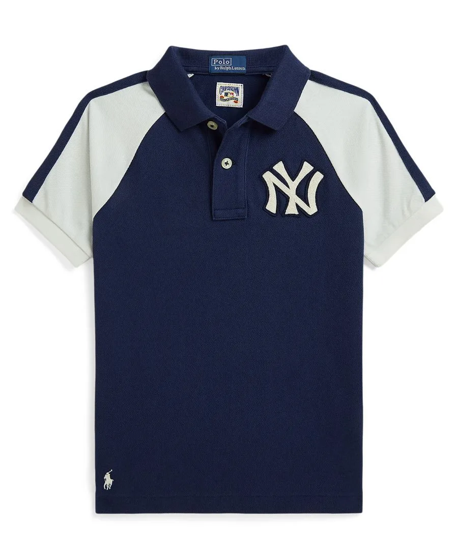 Поло-рубашка с двумя пуговицами для мальчиков 2-7 лет Polo Ralph Lauren, темно-cobalt/deck wash белый