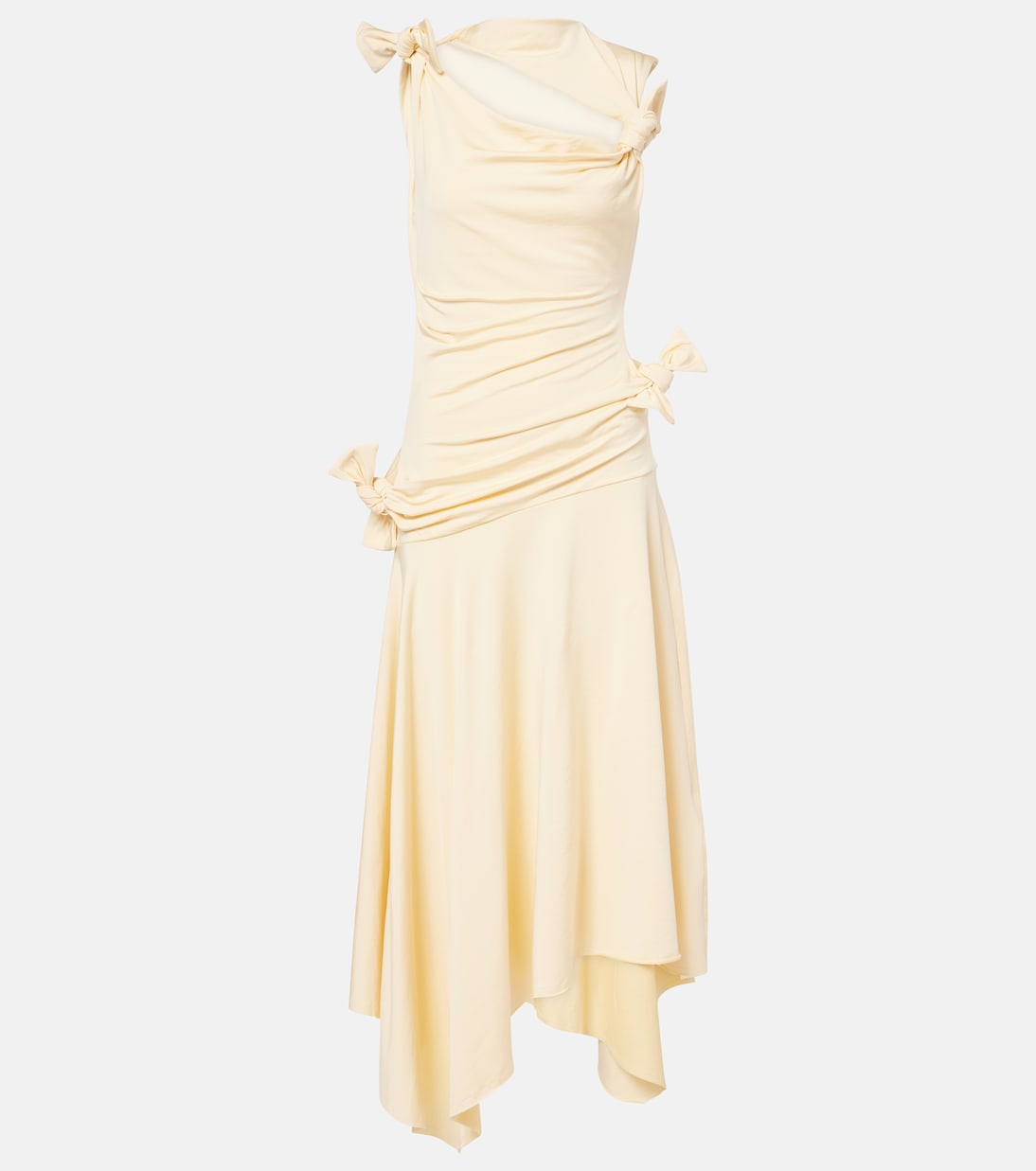

Платье миди из джерси с асимметричным вырезом Acne Studios, Soft Yellow