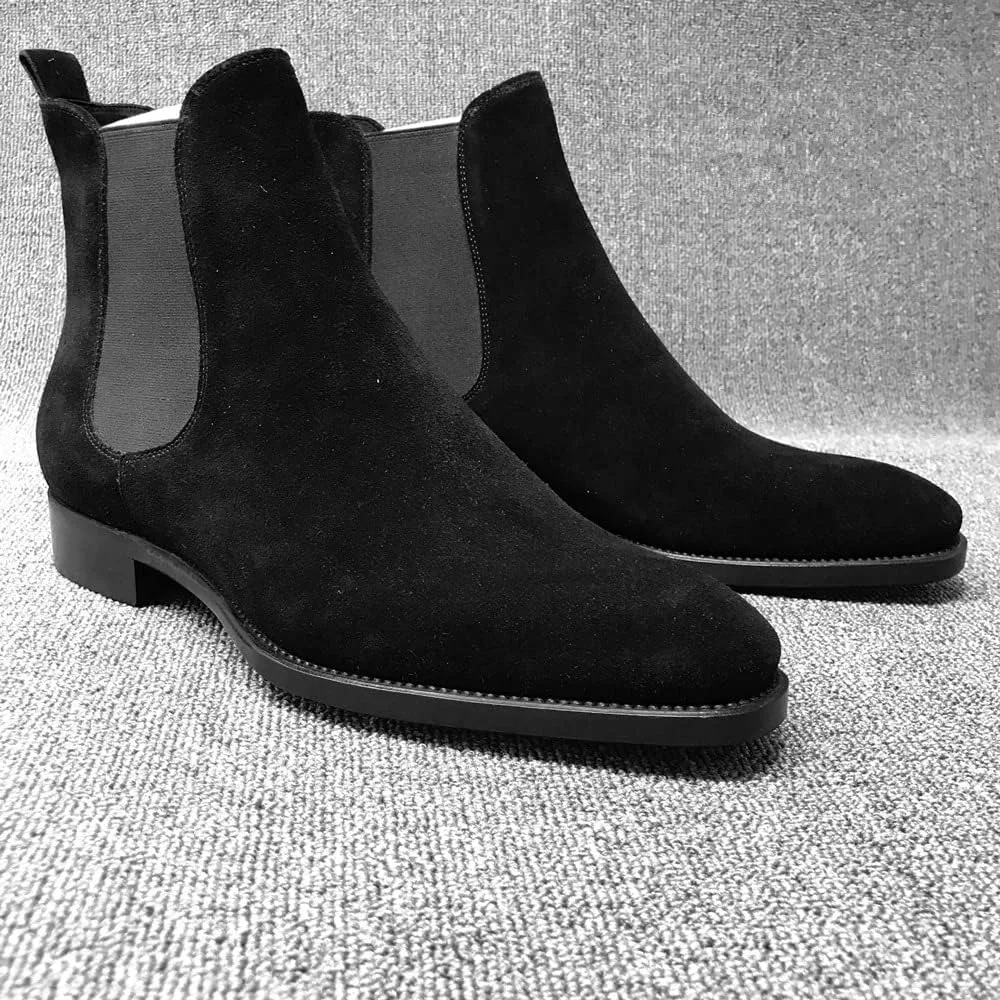 Мужские мотоциклетные ботинки, боевые, повседневные и нарядные, мужские кожаные ботинки на щиколотку с дополнительной шириной - легкие, без шнурков, дышащие, прочные западные ковбойские ботинки Hhhchpm, черный — фото 3