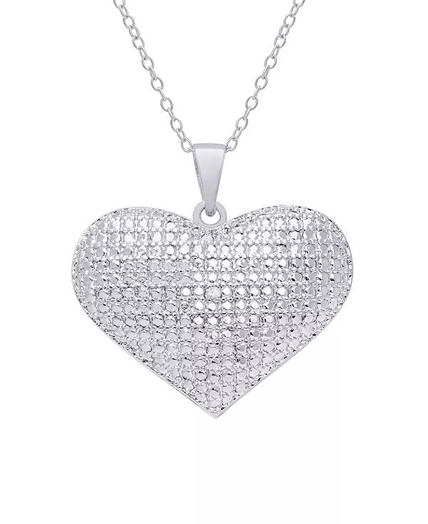 

Ожерелье с кулоном в виде сердца, украшенное бриллиантами и посеребренным покрытием Macy'S, silver