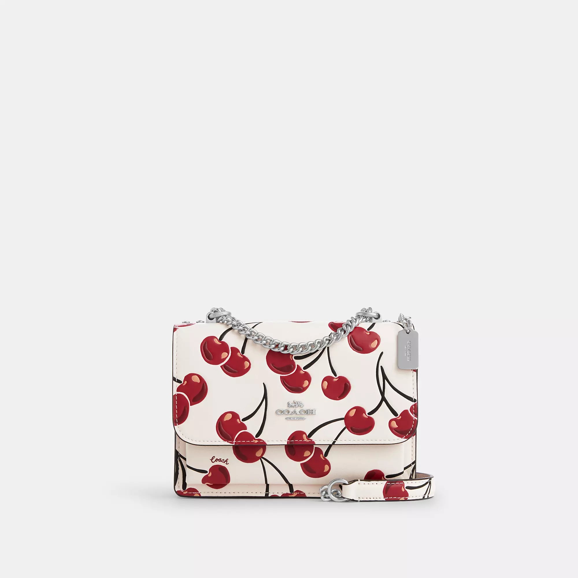 

Сумка через плечо Coach Outlet Mini Klare с принтом вишни, цвет silver/chalk multi, Красный, Сумка через плечо Coach Outlet Mini Klare с принтом вишни, цвет silver/chalk multi