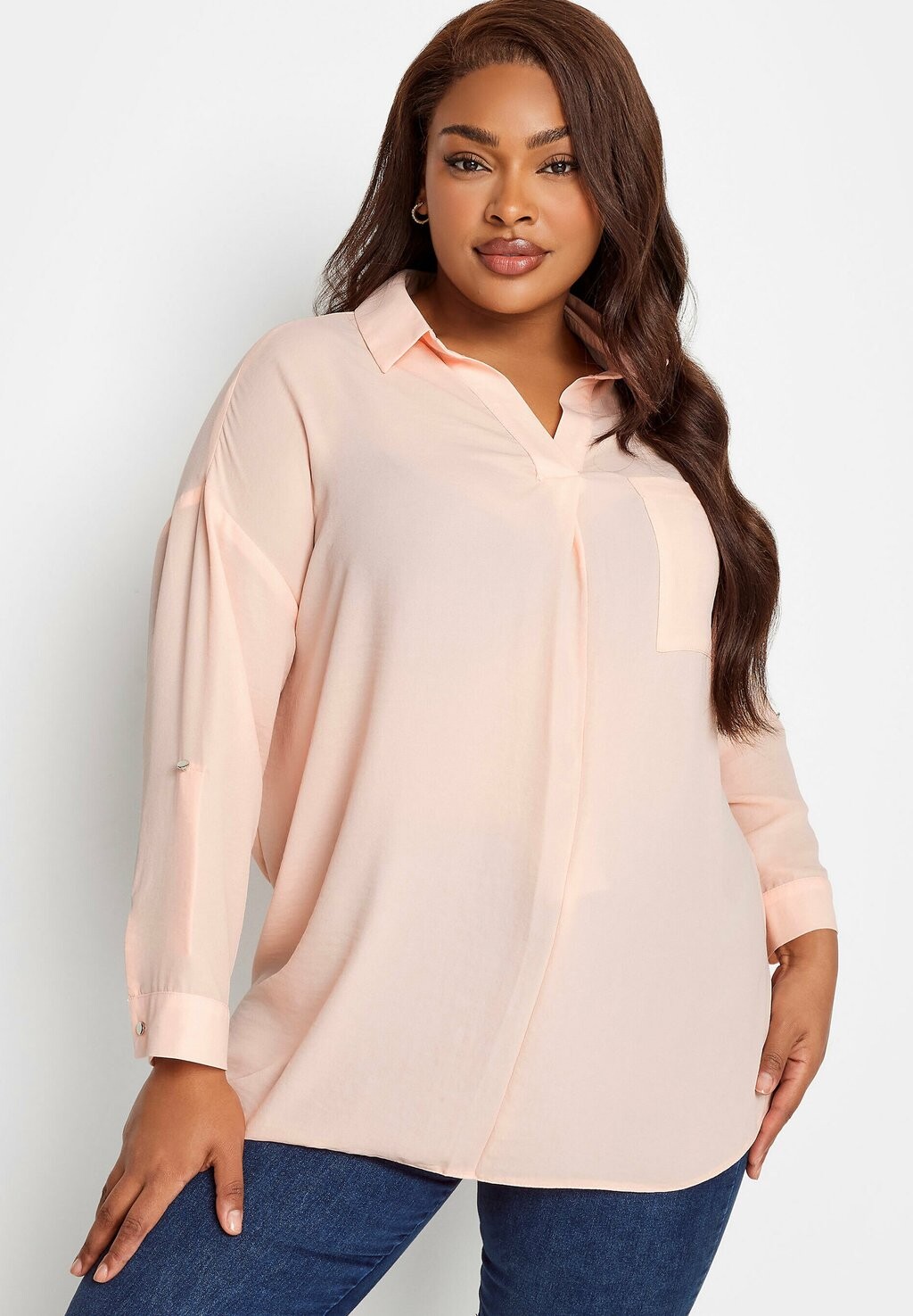 

Блузка Half Placket Collared Yours Clothing, розовый