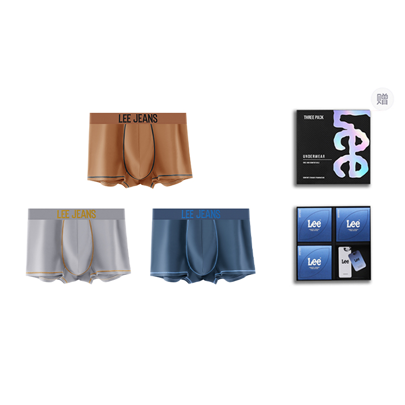 

Мужские трусы боксеры упаковка 3 штуки Lee, серо-голубой