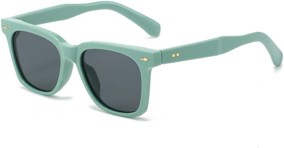 

Модные квадратные солнцезащитные очки конфетных цветов для женщин, ретро-очки с заклепками, трендовые мужские солнцезащитные очки UV400 оранжево-синего цвета MTZJH, Green Gray