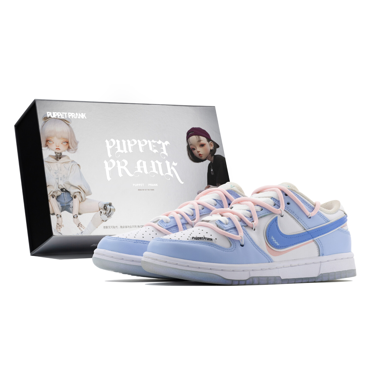 

Кроссовки для скейтбординга Dunk женские с низким верхом, синий/белый Nike