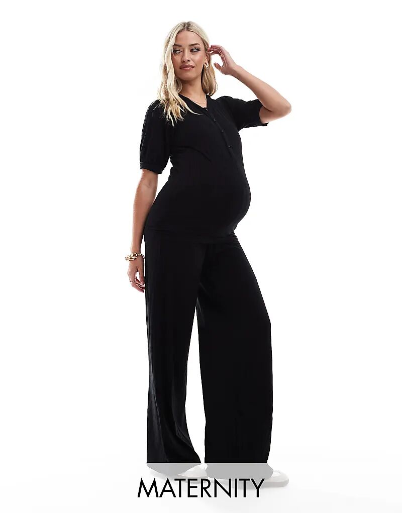 

Mamalicious, комбинезон для беременных с широкими штанинами, с рубчиком на животе, черный цвет