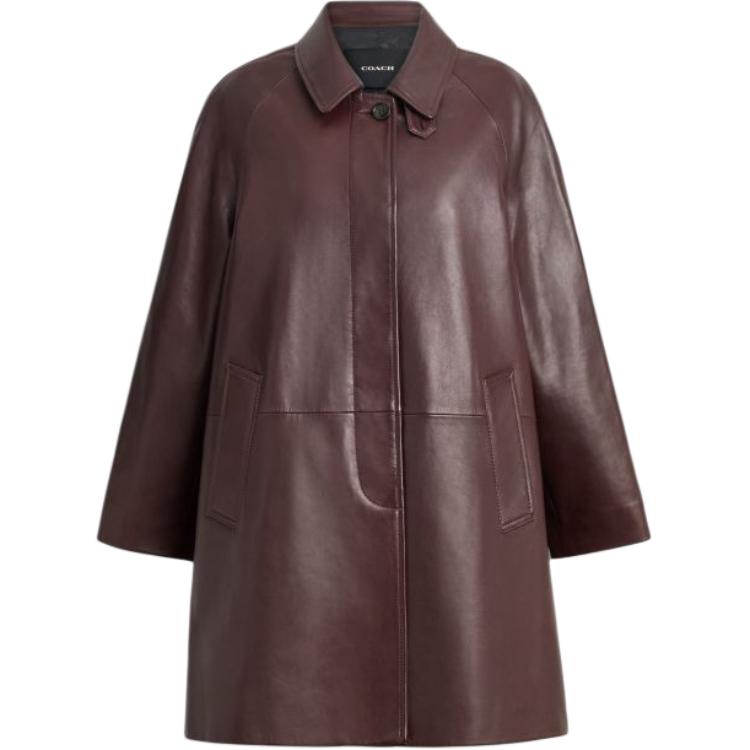 

COACH Кожаная куртка женская, Plum Joy