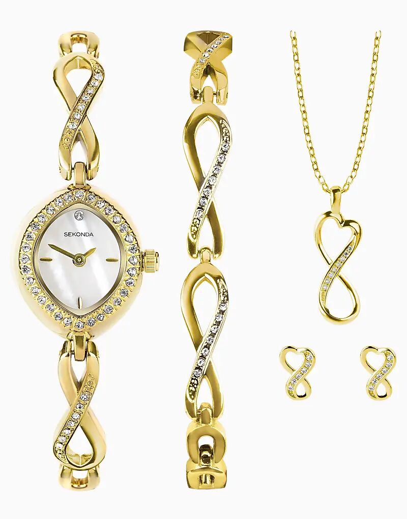 

Женский аналоговый подарочный набор Sekonda 18 мм в золоте