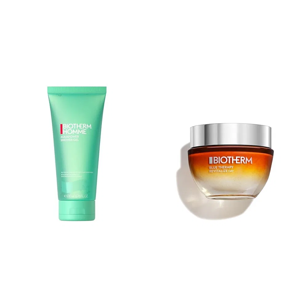 Набор Biotherm: гель для душа Aquapower 200 мл + дневной крем Blue Therapy Revitalize 50 мл Biotherm