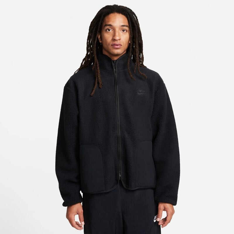 

Мужская флисовая куртка флис клуб+флис шерпа утепленная Nike, черный
