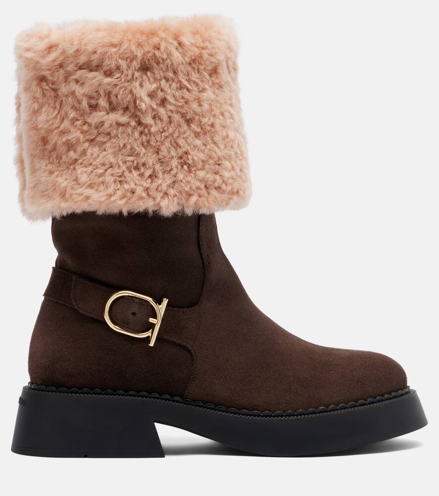 Ботинки Zaki до колена из замши с подкладкой из овчины Ferragamo, Testa di Moro — фото 4
