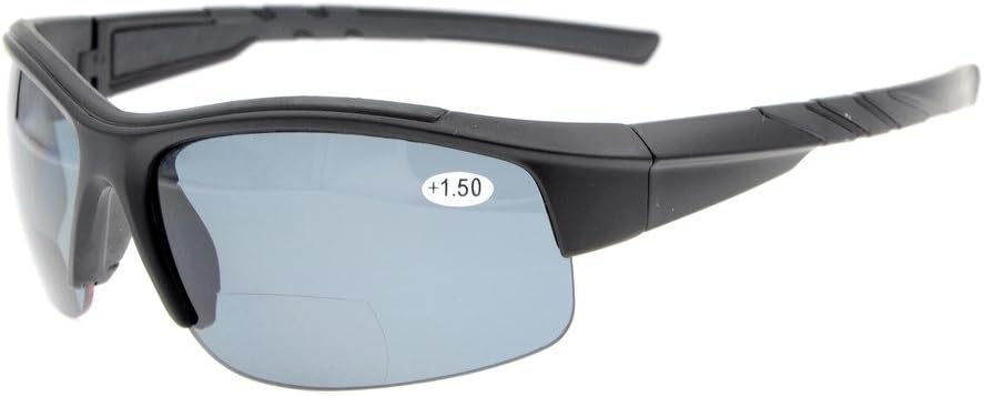 

Спортивные бифокальные солнцезащитные очки Eyekepper TR90 без оправы, небьющиеся, для бейсбола, бега, рыбалки, вождения, гольфа, софтбола, пешего туризма, Matte Black/Grey Lens