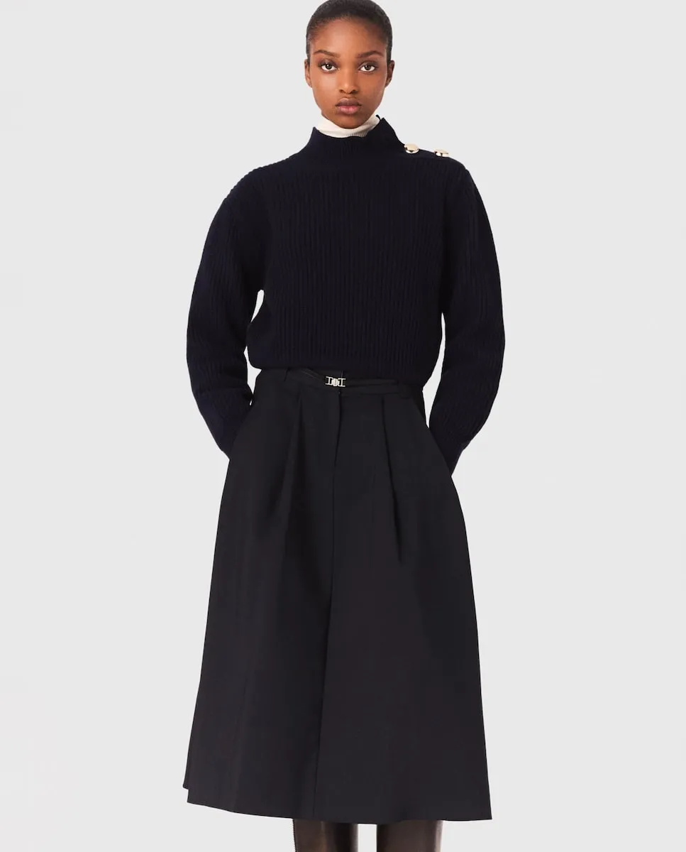 

Женский шерстяной свитер с высоким воротником Maje, темно-синий