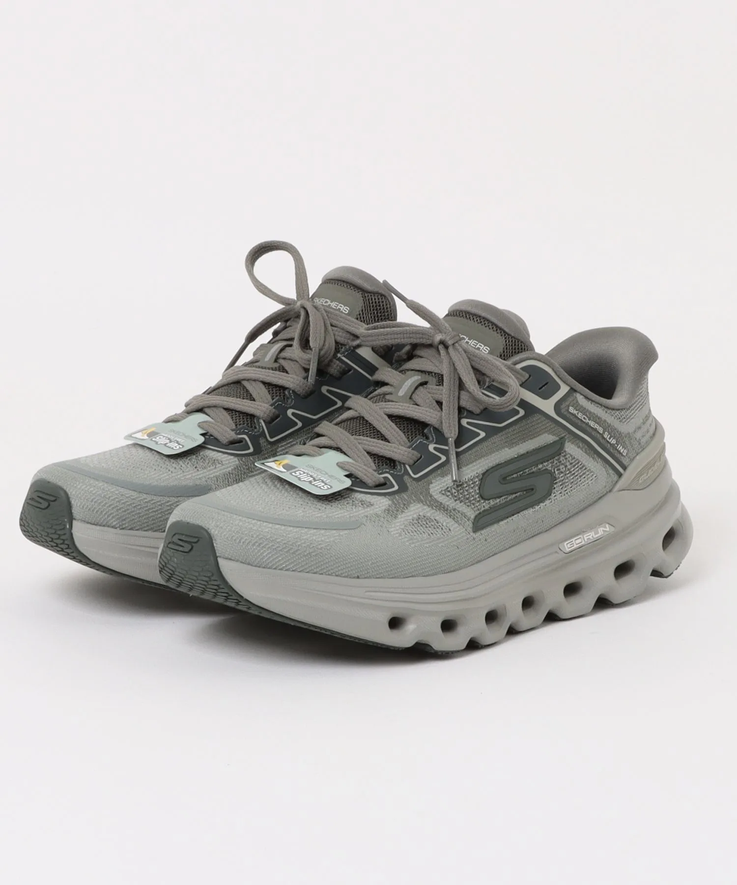 Мужские кроссовки легкие с амортизацией GO RUN GLIDE-STEP SKECHERS оливковые