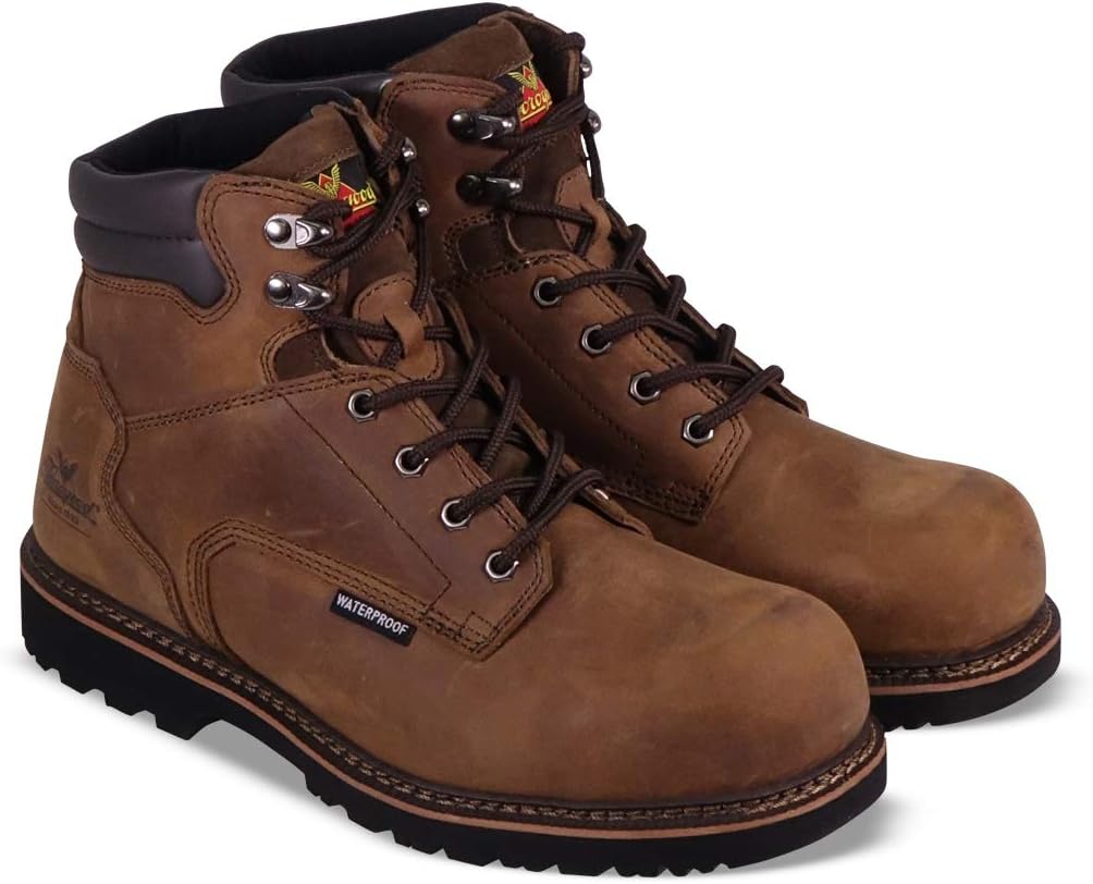 

Мужские водонепроницаемые рабочие ботинки Thorogood V-Series 15 см с композитным носком- из высококачественной кожи с рантовой конструкцией Goodyear, удобной стелькой и подошвой с шевронным рисунком; соответствуют стандарту ASTM, Crazy Horse